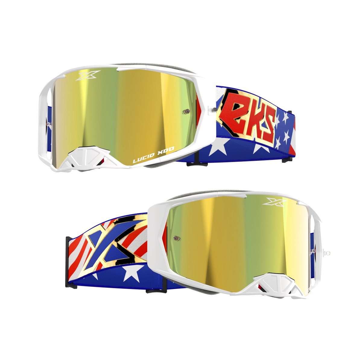 Lucid Goggle USA Stars &amp; Stripes Gold - Gold Mirror Lens