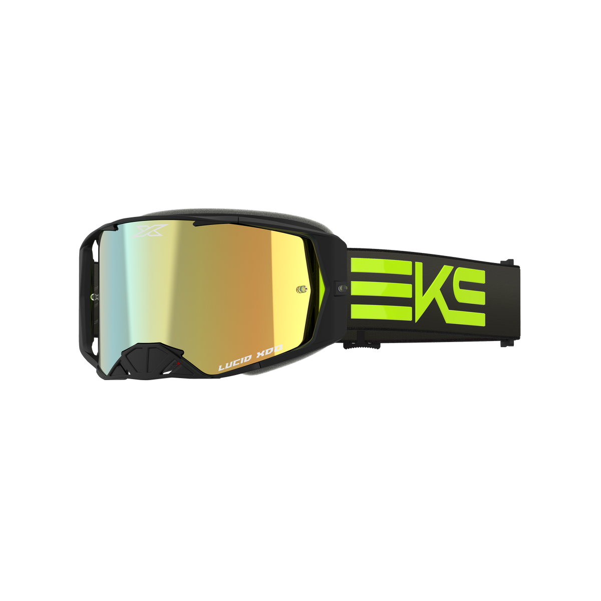 Lucid Goggle EKS Flag Black Flo Yellow - Gold Mirror Lens