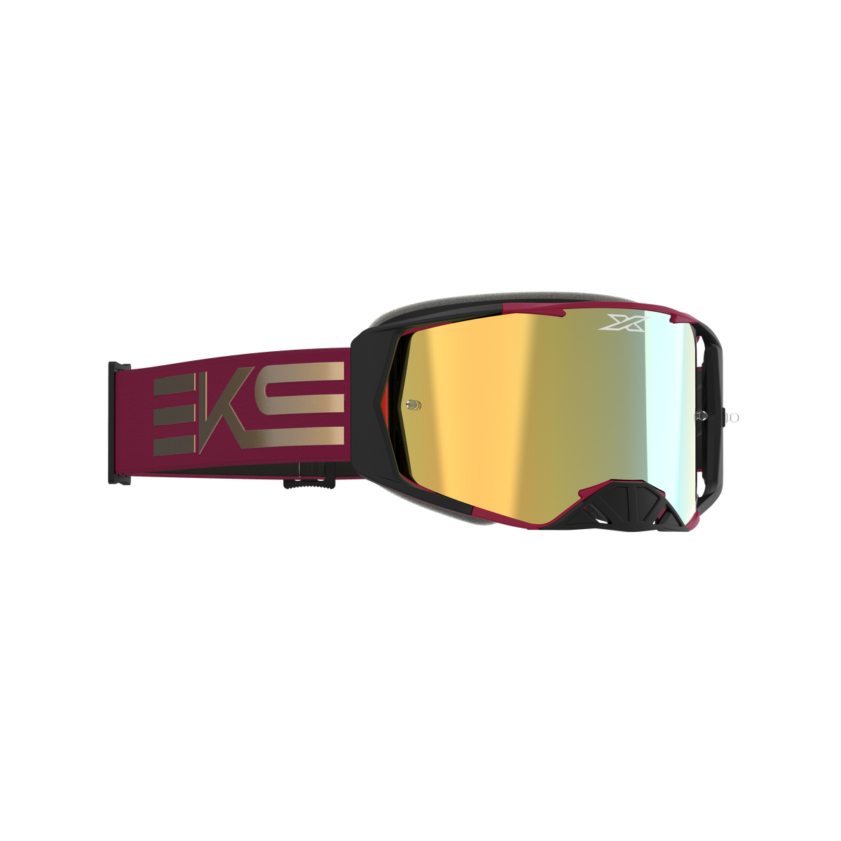 Lucid Goggle EKS Flag Maroon Gold - Gold Mirror Lens