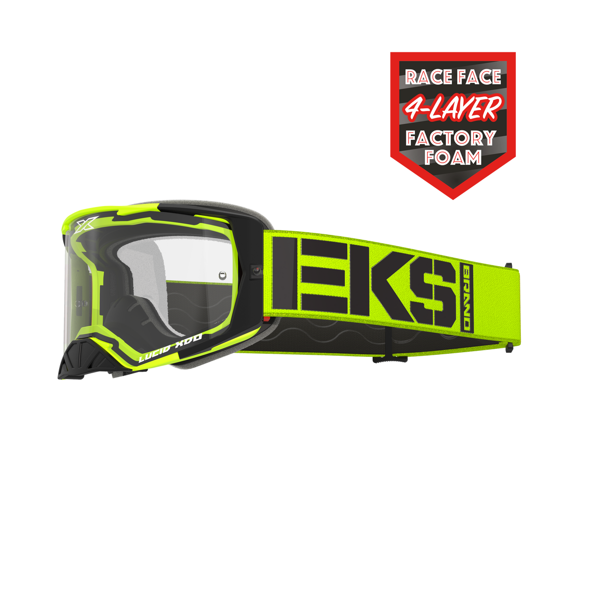 Lucid Race Face Goggle Caliber Flo Yellow - Clear Lens