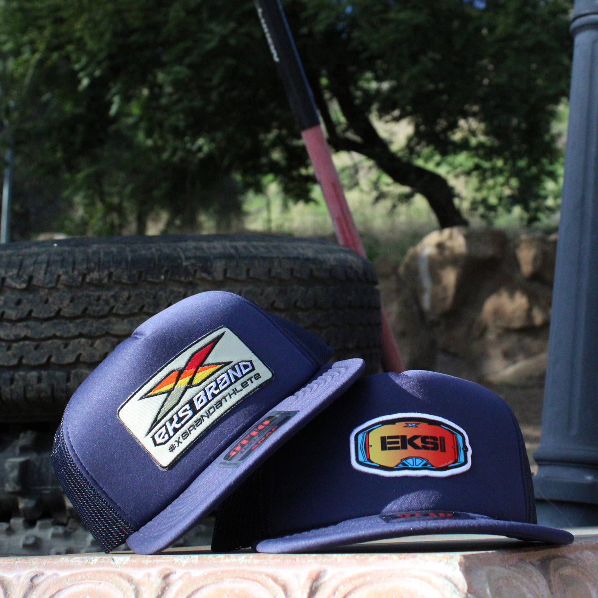 EKS Brand Flat Bill Goggle Patch Hat