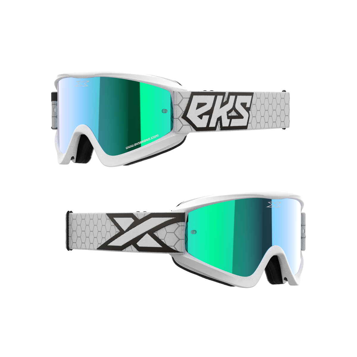 GOX Flat-Out Mirror Goggle White, Black - Blue Mirror Lens