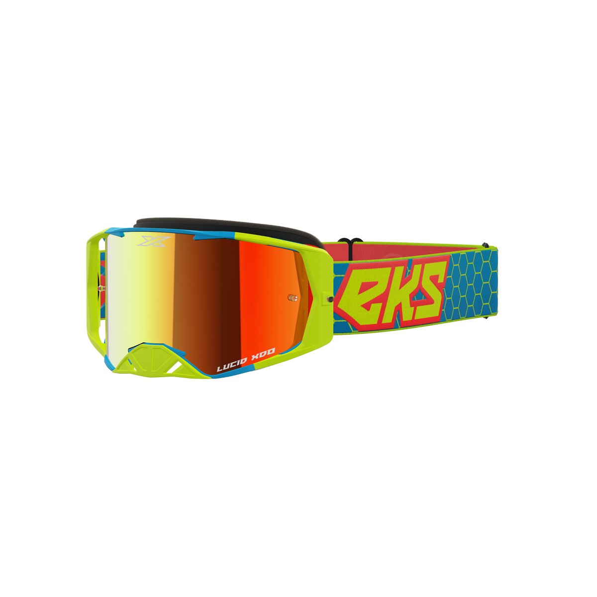 Lucid Goggle Flo Yellow, Cyan &amp; Fire Red - Red Mirror