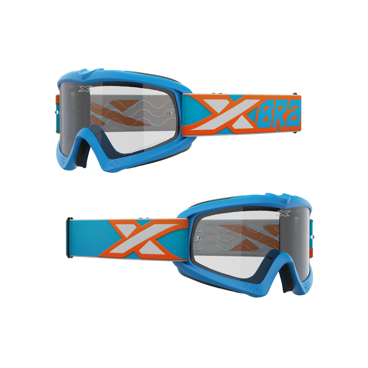 XGROM Clear Youth Goggle Liquid Cyan, Flo Orange &amp; White